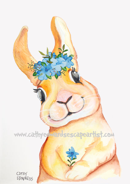 Bunny Flower Child Watercolour