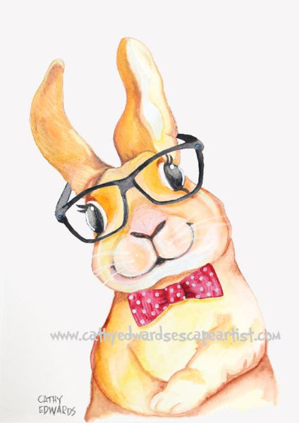 Bunny Hipster Watercolour